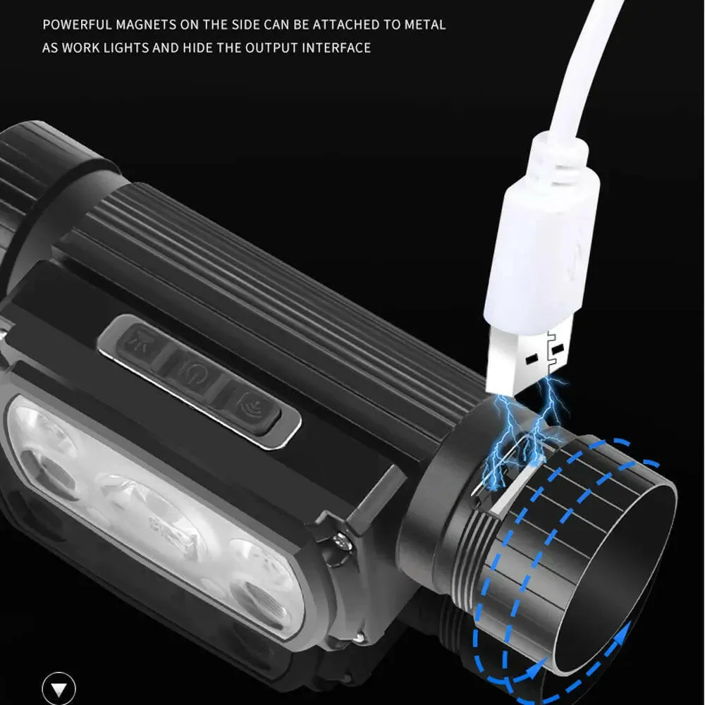 XHP50 LED Headlamp Sensor Headlight Flashlight 18650 21700 USB Rechargeable Outdoor Head Lamp Torch Red Light Modes Work Lamp