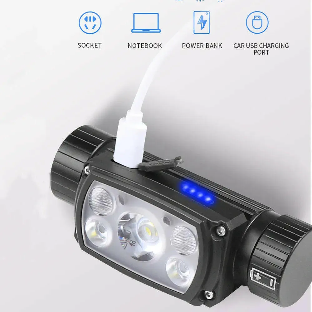 XHP50 LED Headlamp Sensor Headlight Flashlight 18650 21700 USB Rechargeable Outdoor Head Lamp Torch Red Light Modes Work Lamp