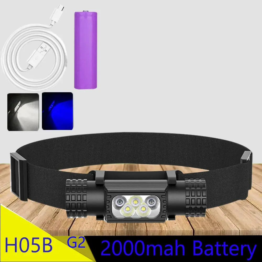 XPG G2 LED Mini night fishing Headlamp High Power White Blue Headlight 18650 Type-C USB Head Torch catch fish Flashlight Lamp