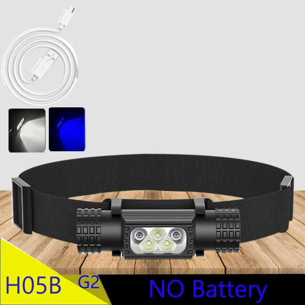 XPG G2 LED Mini night fishing Headlamp High Power White Blue Headlight 18650 Type-C USB Head Torch catch fish Flashlight Lamp
